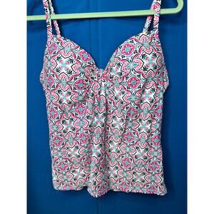 Island Escape Tankini swim top size 10 geometric NEW NWT